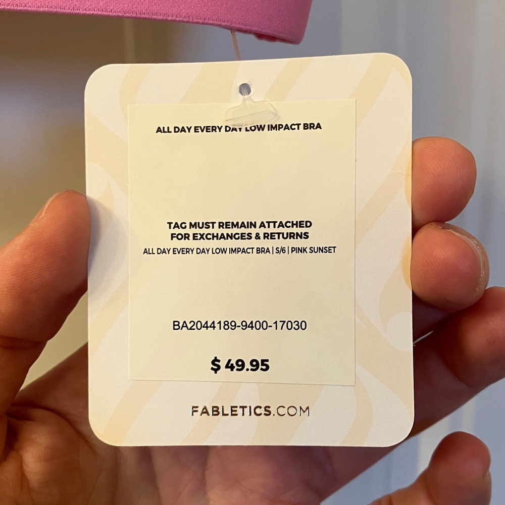 Fabletics All Day Every Day Low Impact Pink Bra - Picture 2 of 4